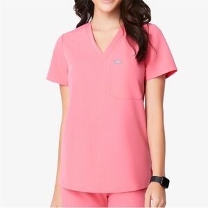 Figs Catarina Scrub Top in Neon Pink - XS